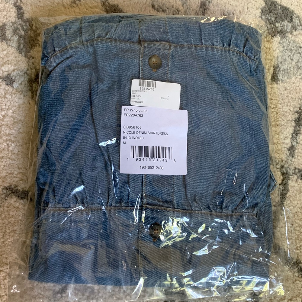 NWT Free People Nicole Denim Shirt Dress in Indigo - Picture 6 of 6